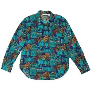 Vintage 80s Shoulder Pad Blouse Womens Medium Wine Vino Maximalism Preppy Power